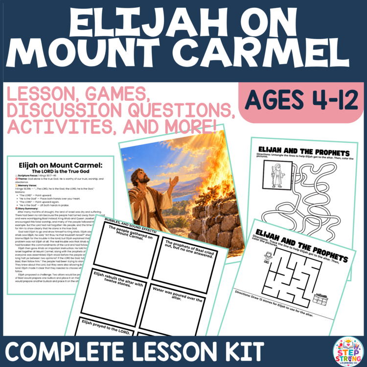Elijah on Mount Carmel Bible Lesson, Activities, Bible STEM| Sunday School,