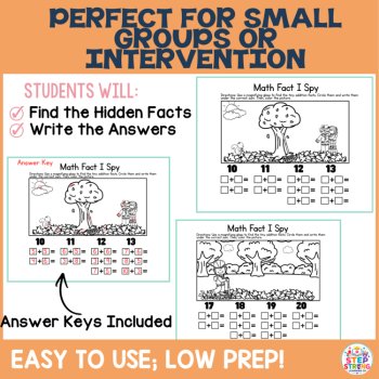 Fall Addition Facts to 20 | Hidden Math Facts I Spy | Fall Math Centers, image 2