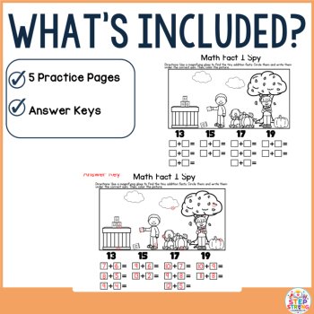 Fall Addition Facts to 20 | Hidden Math Facts I Spy | Fall Math Centers, image 3