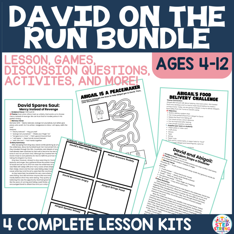 Life of David | David on the Run Bible Lesson Bundle | Sunday School Activities