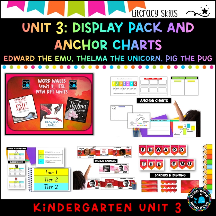 Unit 3:NSW DET Unit Display pack-Edward the Emu, Thelma the Unicorn, Pig the Pug