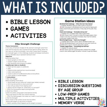 Samson Bible Lesson and Activities Bundle for Sunday School, Kids Church, image 2
