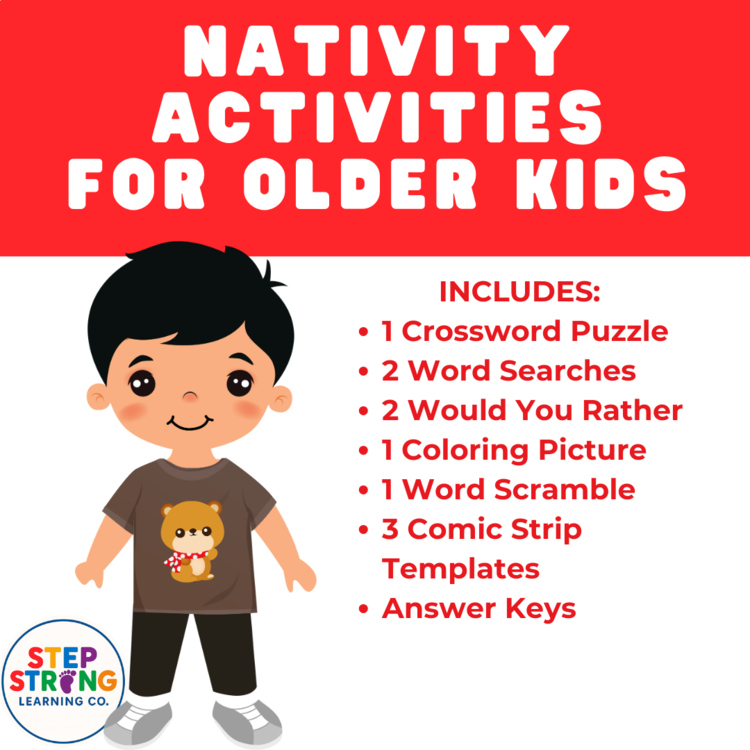 Nativity Activities for Older Kids | Christmas Bible Worksheets, Word Puzzles
