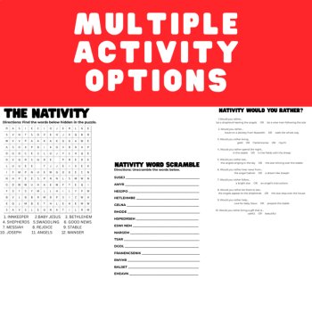 Nativity Activities for Older Kids | Christmas Bible Worksheets, Word Puzzles, image 2