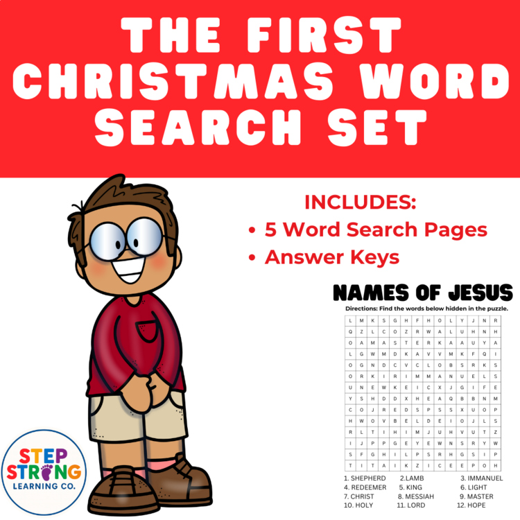 First Christmas Word Search Bundle | Nativity, Wise Men, Shepherds Activities