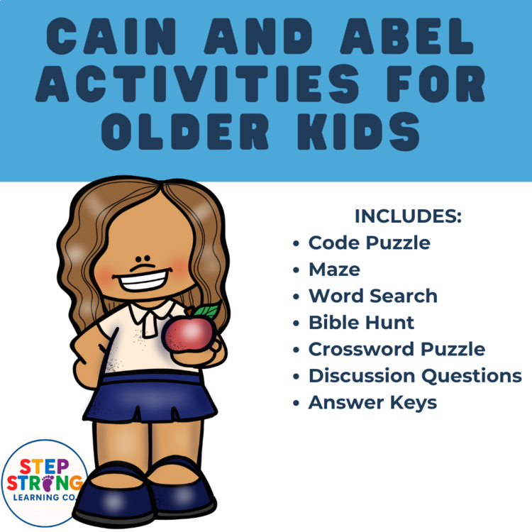 Cain and Abel Activities for Older Kids | Maze, Code Puzzle, Word Search