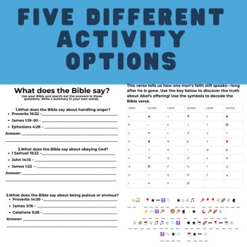 Cain and Abel Activities for Older Kids | Maze, Code Puzzle, Word Search, image 2