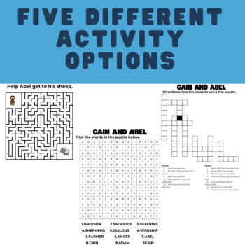 Cain and Abel Activities for Older Kids | Maze, Code Puzzle, Word Search, image 3