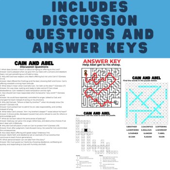 Cain and Abel Activities for Older Kids | Maze, Code Puzzle, Word Search, image 4