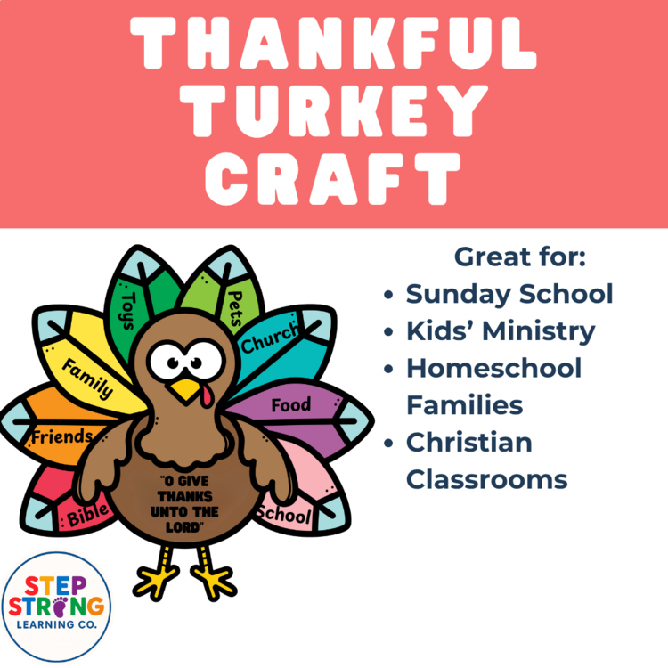 Thankful Turkey Craft for Kids | Christian Thanksgiving Bible Activity