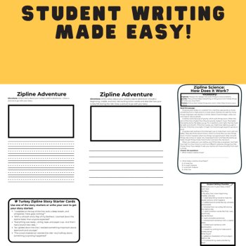 Turkey Zipline STEM, Comprehension, Narrative Writing Thanksgiving Lesson, image 4