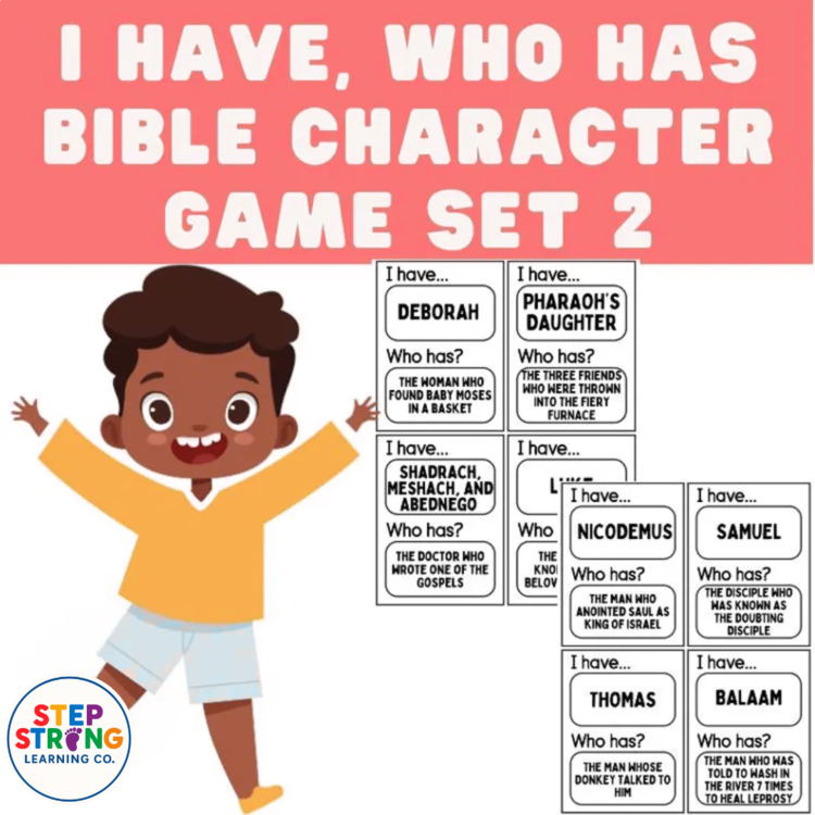 I Have Who Has Bible Game Bible Characters Activity for Sunday School, Church