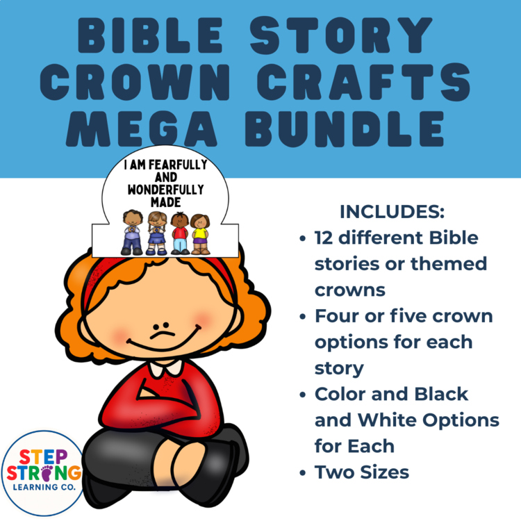 Bible Story Crown Craft Mega Bundle | 12 Printable Crowns