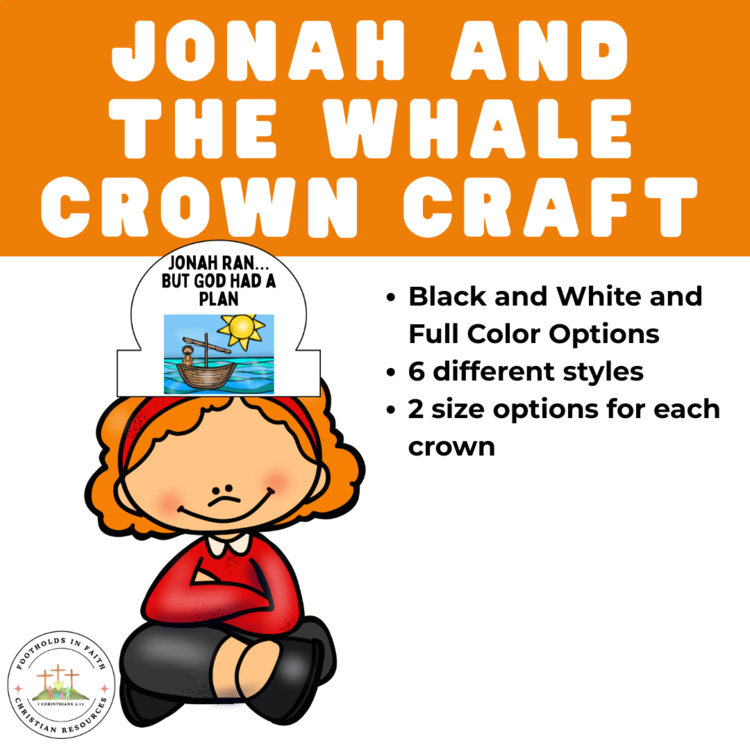 Jonah and the Whale Crown Craft for Sunday School, VBS, Kids' Church, Kids' Club