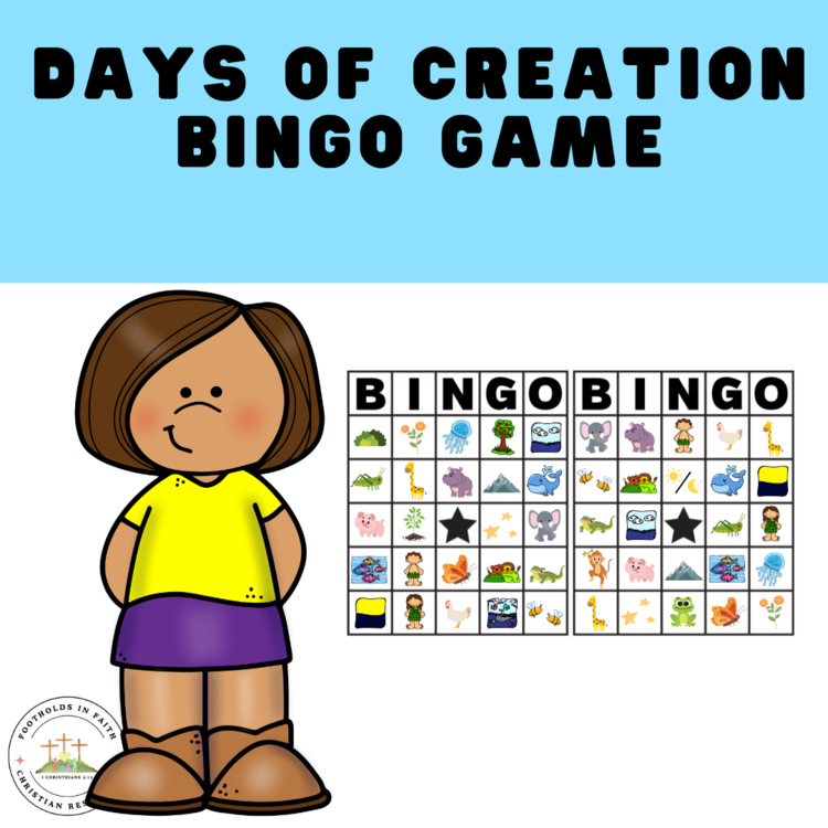Creation Bingo Game | Genesis 1 Bible Activity for Kids | Days of Creation Game