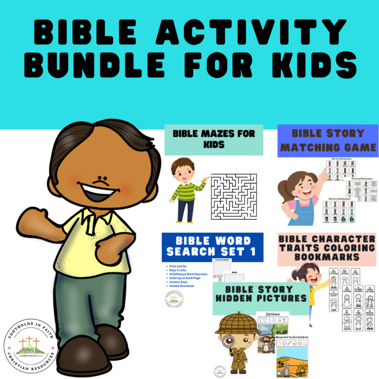 Bible Activity Bundle| Mazes, Hidden Pictures, Word Searches, etc.