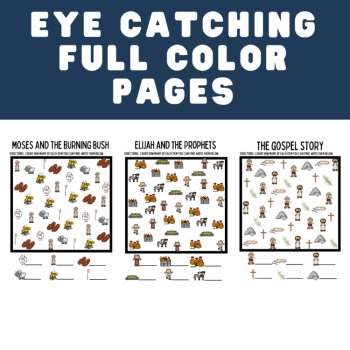 Bible Story I Spy Activity Pack | 20 Printable Worksheets with Easy & Hard Level, image 4