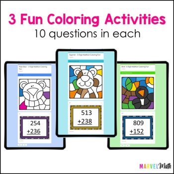 3 Digit Addition with Regrouping #4 - Digital Coloring Activity - Google Forms, image 2