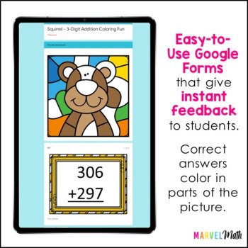 3 Digit Addition with Regrouping #4 - Digital Coloring Activity - Google Forms, image 3