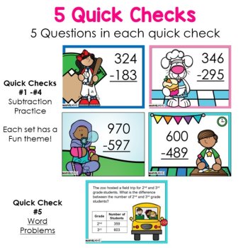 3 Digit Subtraction with Regrouping #8 - Quick Checks - Exit Tickets, image 4
