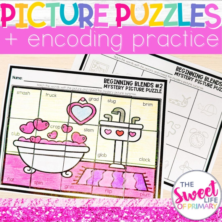 Valentine's Day Mystery Picture Puzzles Phonics Worksheets