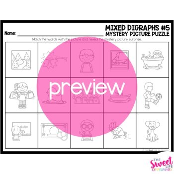 Valentine's Day Mystery Picture Puzzles Phonics Worksheets, image 3