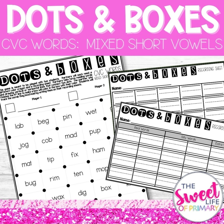 CVC Short Vowel Dots & Boxes Bundle