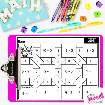 Subtraction Math Mazes Bundle, image 2
