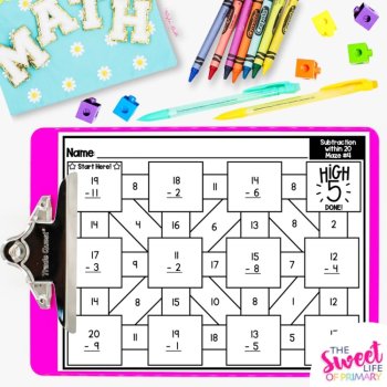 Subtraction Math Mazes | Within 20, image 3