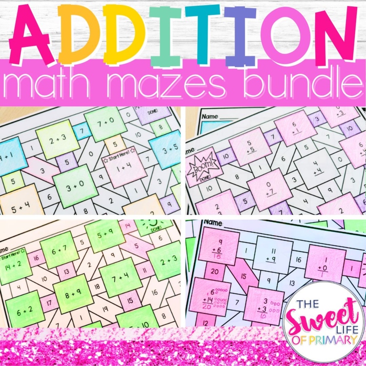 Addition Math Mazes Bundle
