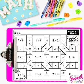 Addition to 20 Math Mazes, image 2