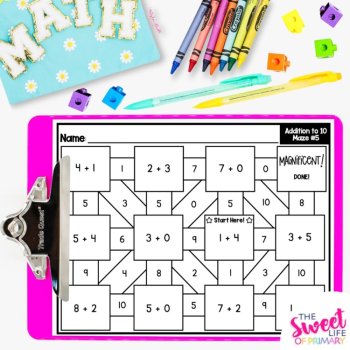 Addition to 10 Math Mazes, image 2