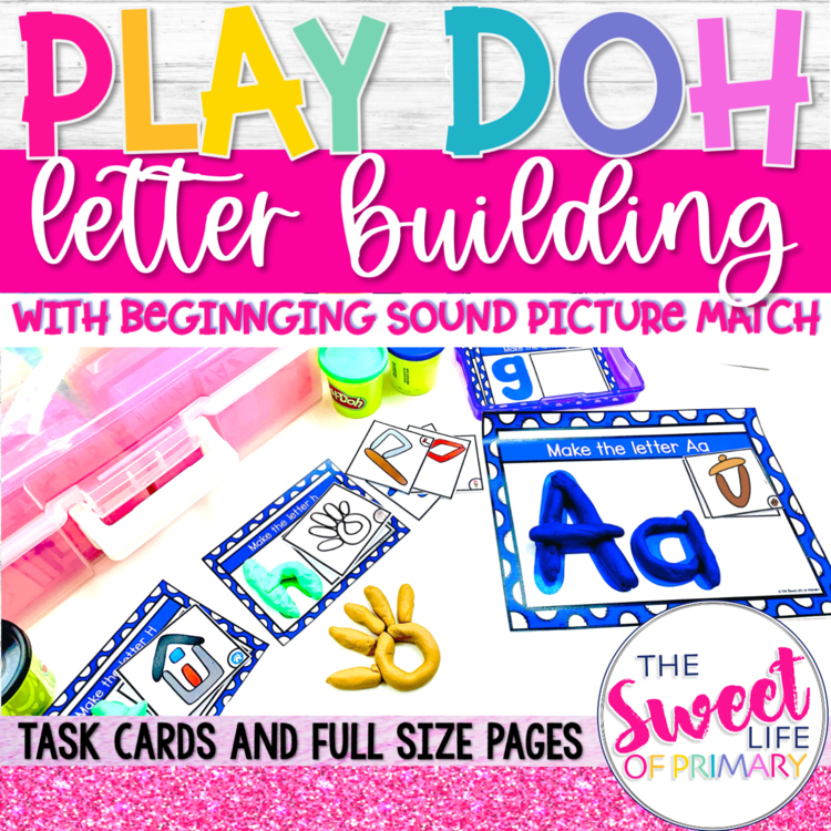 Play Doh Letter Building With Beginning Sound Pictures Task Cards