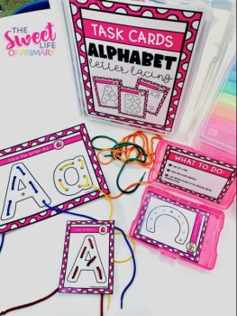 Alphabet Letter Lacing Task Cards, image 4