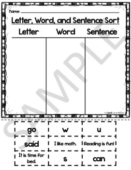 Number, Letter, Word, Sentence, Vowel, and Consonant Sort, image 3