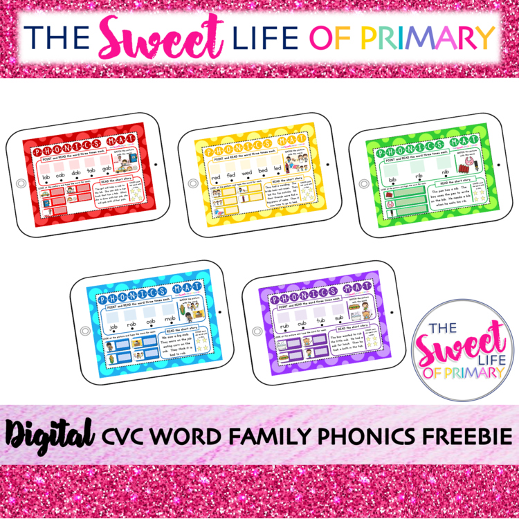 Digital CVC Word Family Phonics Mats FREEBIE!