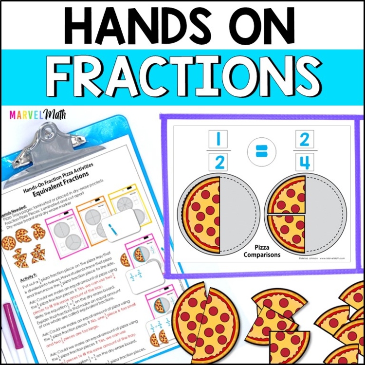 Hands On Pizza Fraction Activities Comparing & Equivalent Fractions with Models