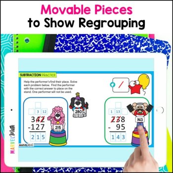 3 Digit Subtraction with Regrouping #6 - Google Slides - Subtraction Circus, image 3