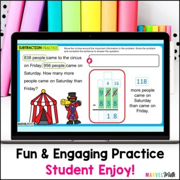3 Digit Subtraction with Regrouping #6 - Google Slides - Subtraction Circus, image 4
