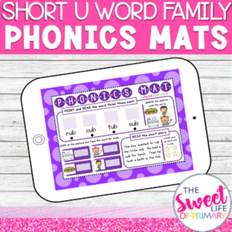Digital Short u CVC Word Family Phonics Mats | Digital & Printable