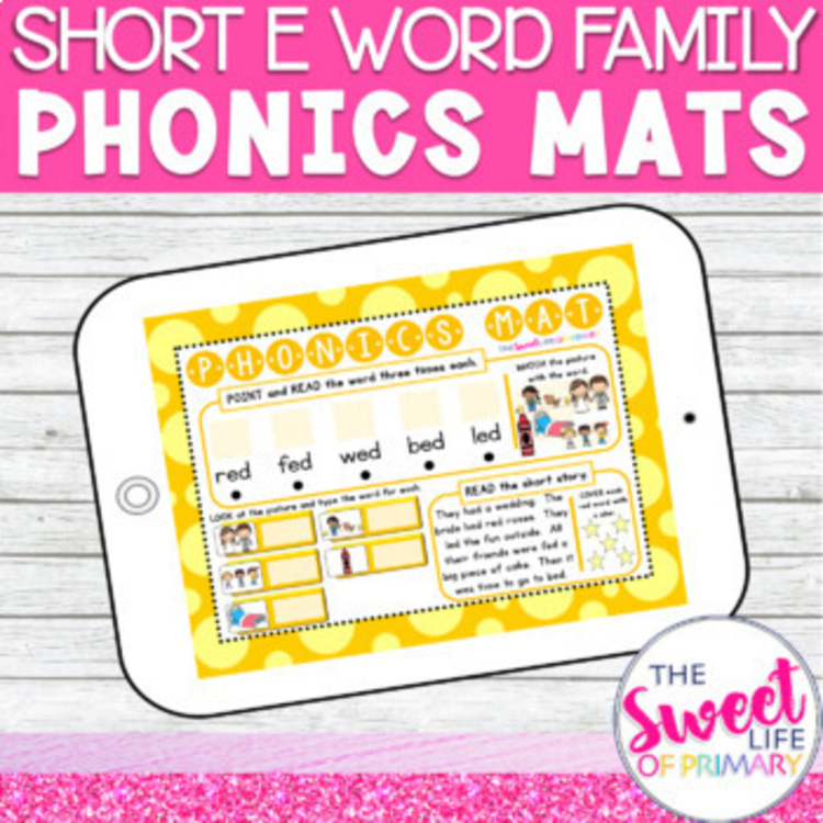 Digital Short e CVC Word Family Phonics Mats | Digital & Printable