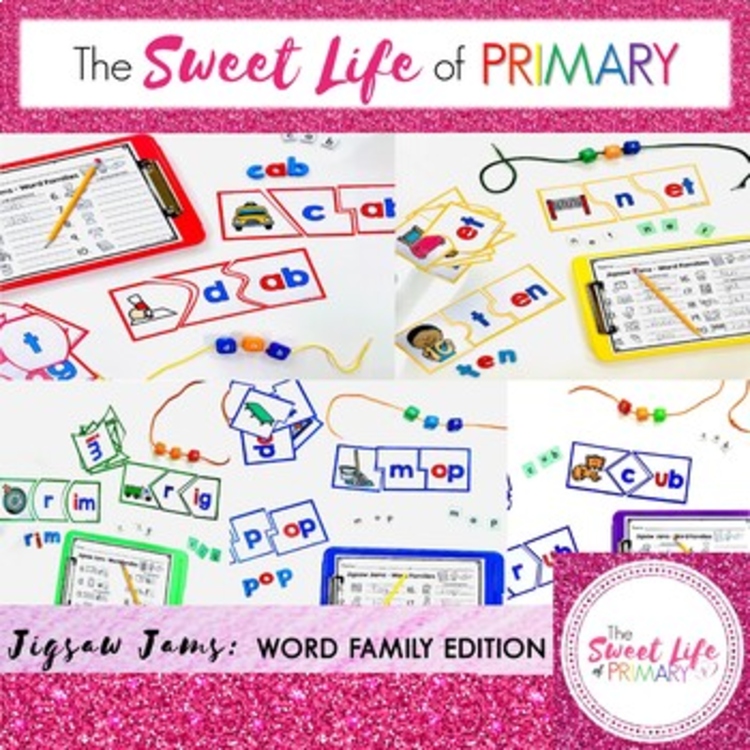 Complete Short Vowel CVC Word Family Center Activity BUNDLE!