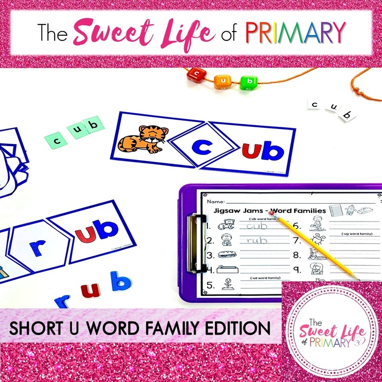 Short u CVC Word Family Center Activity