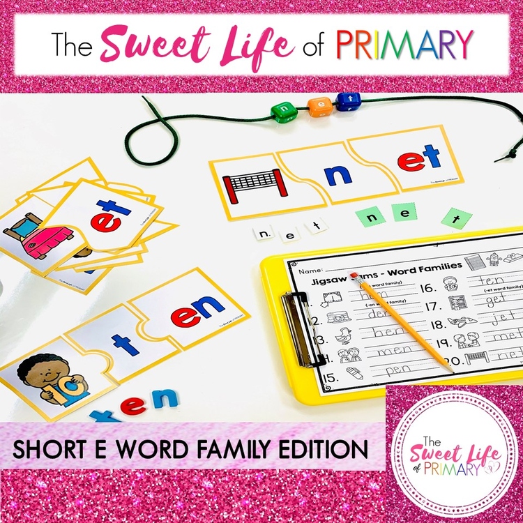 Short e CVC Word Family Center Activity