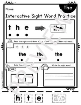 Interactive Sight Word Practice - Kindergarten Edition FREEBIE, image 4