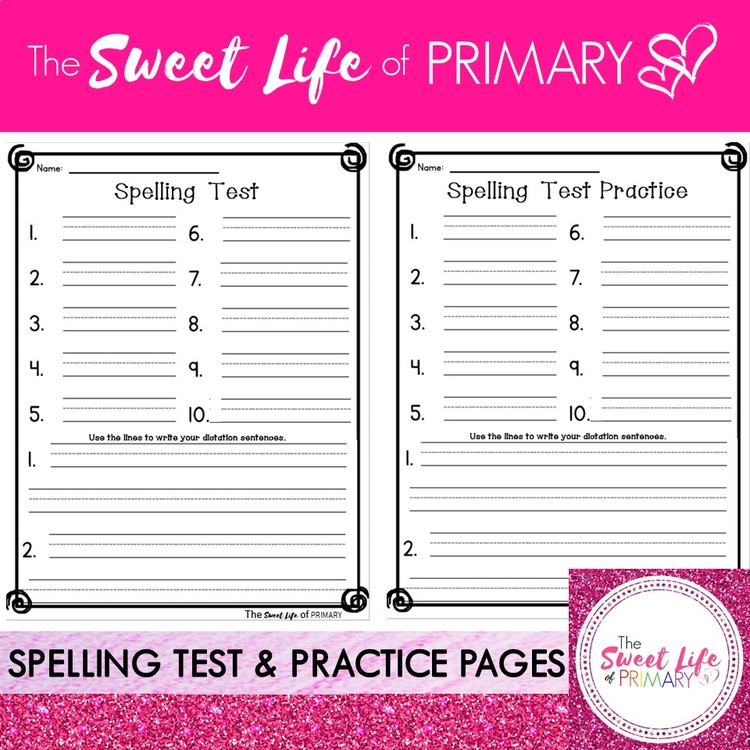 Spelling Test Sheet