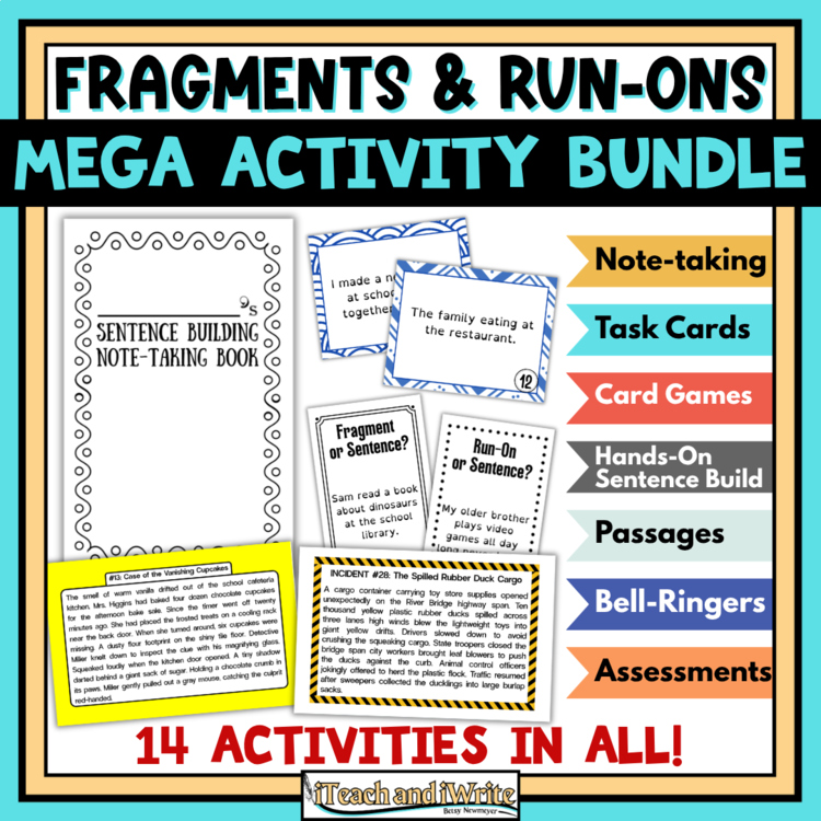 Fragments and Run-On Sentences Bundle: Grammar Activities & Practice 4th-6th Gr.