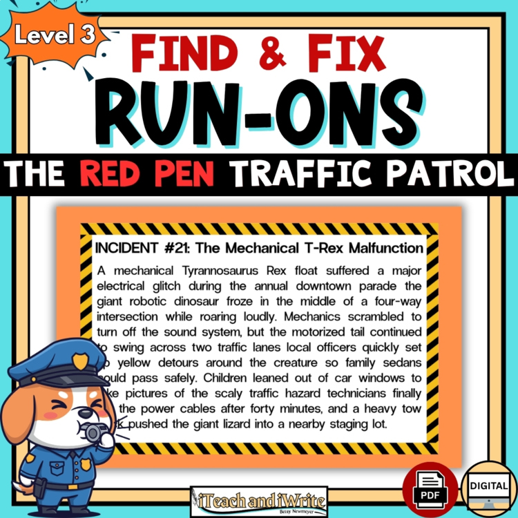 Run-On Sentences Grammar Activity Find & Fix Run-Ons in Texts LEVEL 3 Grades 3-5
