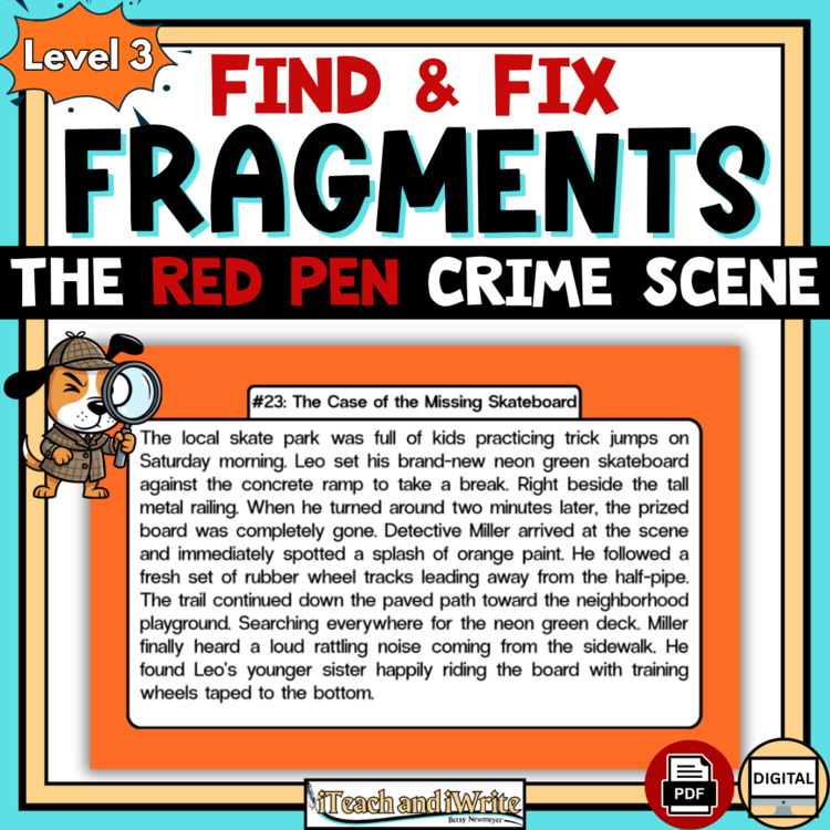 Sentence Fragments Grammar Activity Fix Fragments in Texts: LEVEL 3 Grades 3-5