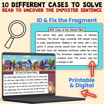 Sentence Fragments Grammar Activity Fix Fragments in Texts: Level 1  Grades 3-5, image 2